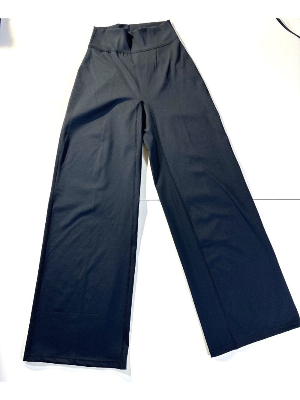 Wide-Leg Black Active Pants High-Waist Stretch Nylon-Spandex Blend Size S Yoga